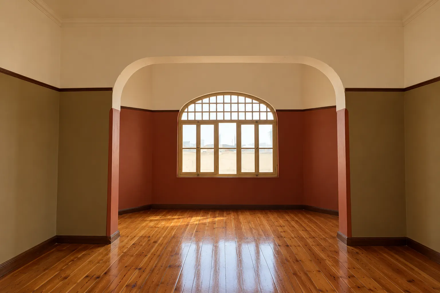 Piso de pinotea restaurado en una casa antigua